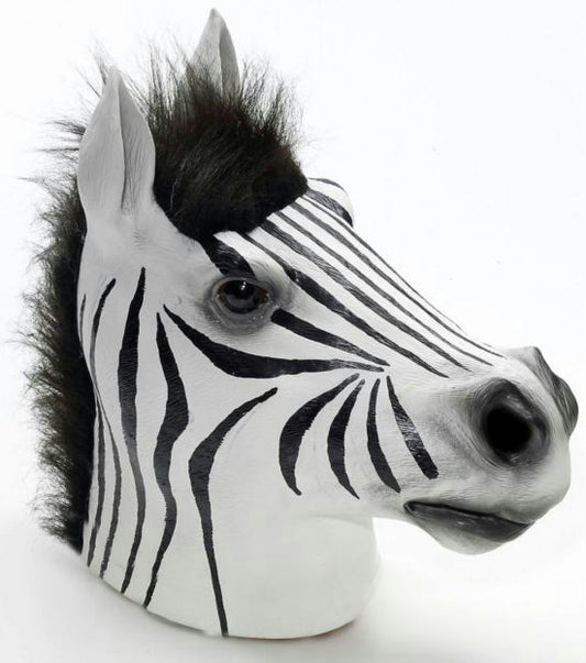Zebra Latex Mask with Mane Forum Closed Mouth Farm Animal
