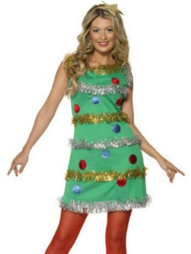 Women's Christmas Tree Costume Dress and Headband - Medium