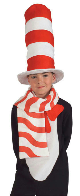 Child Cat in the Hat Scarf Candy Cane Red and White Striped