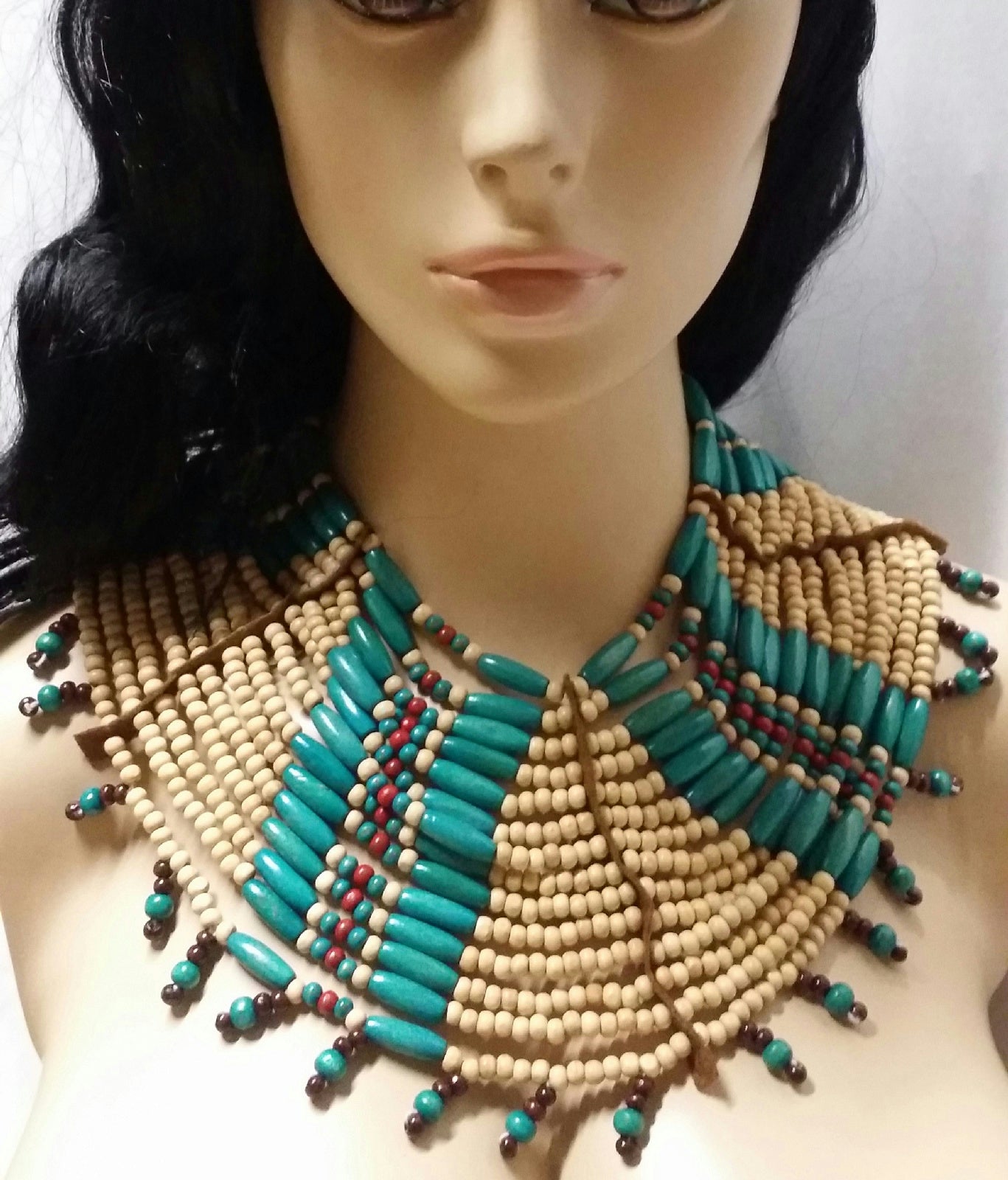 Native American Natural Bead Necklace Costume Accessory