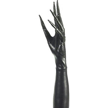Load image into Gallery viewer, Creepy Twisted Circus Long Shiny Black Faux Leather Pointy Fingered Gloves
