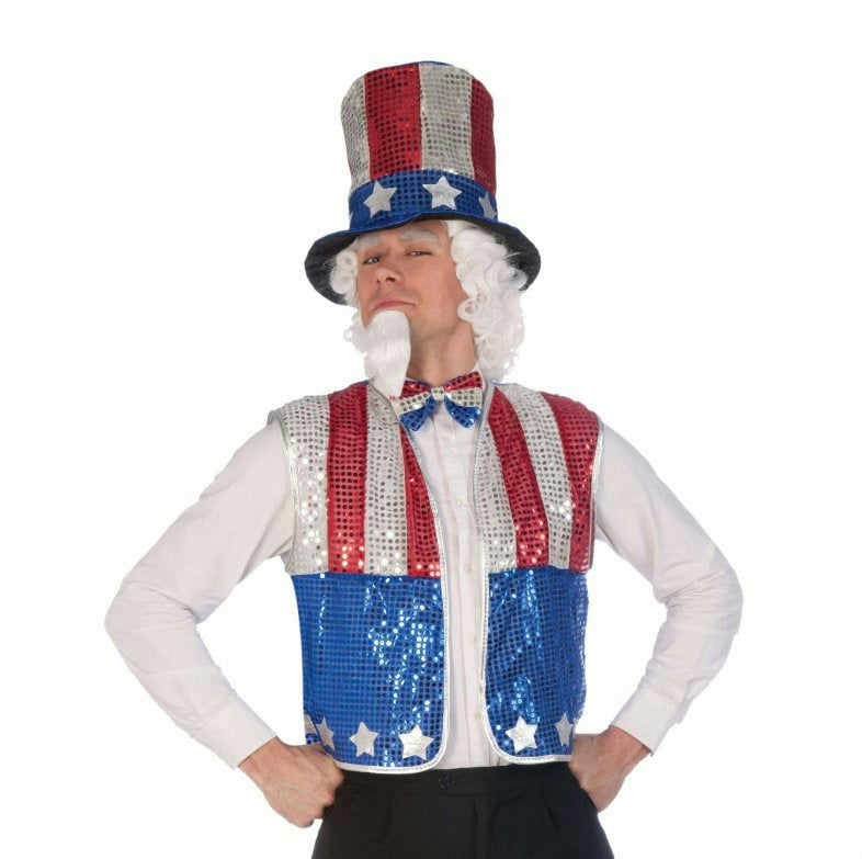 Forum Novelties Patriotic Sequin Uncle Sam Hat Beard Bowtie Vest Costume Kit