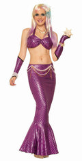 Fantasy Pink Mermaid Long Tail Fin Metallic Ariel Sexy Fish Costume Skirt