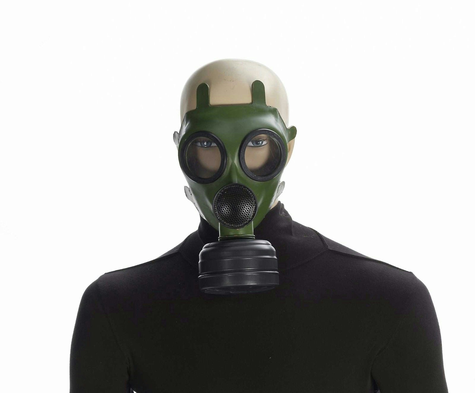 Green Adult Costume Gas Mask with Black Ventilator