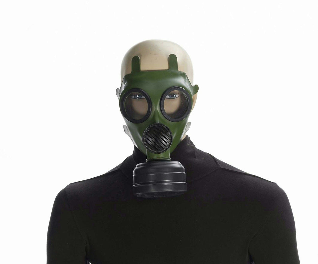 Green Adult Costume Gas Mask with Black Ventilator