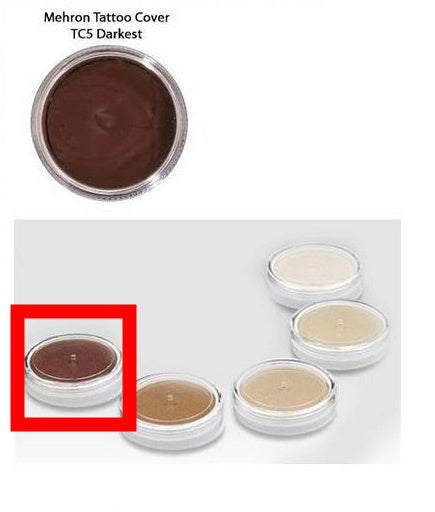 Mehron TC5 Tattoo Cover Up Darkest Color Professional Makeup Flaw Concealer