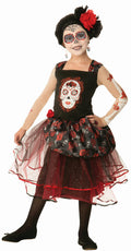 Girls Day of the Dead Rosa Senorita Child Costume Dress Size Medium 8-10
