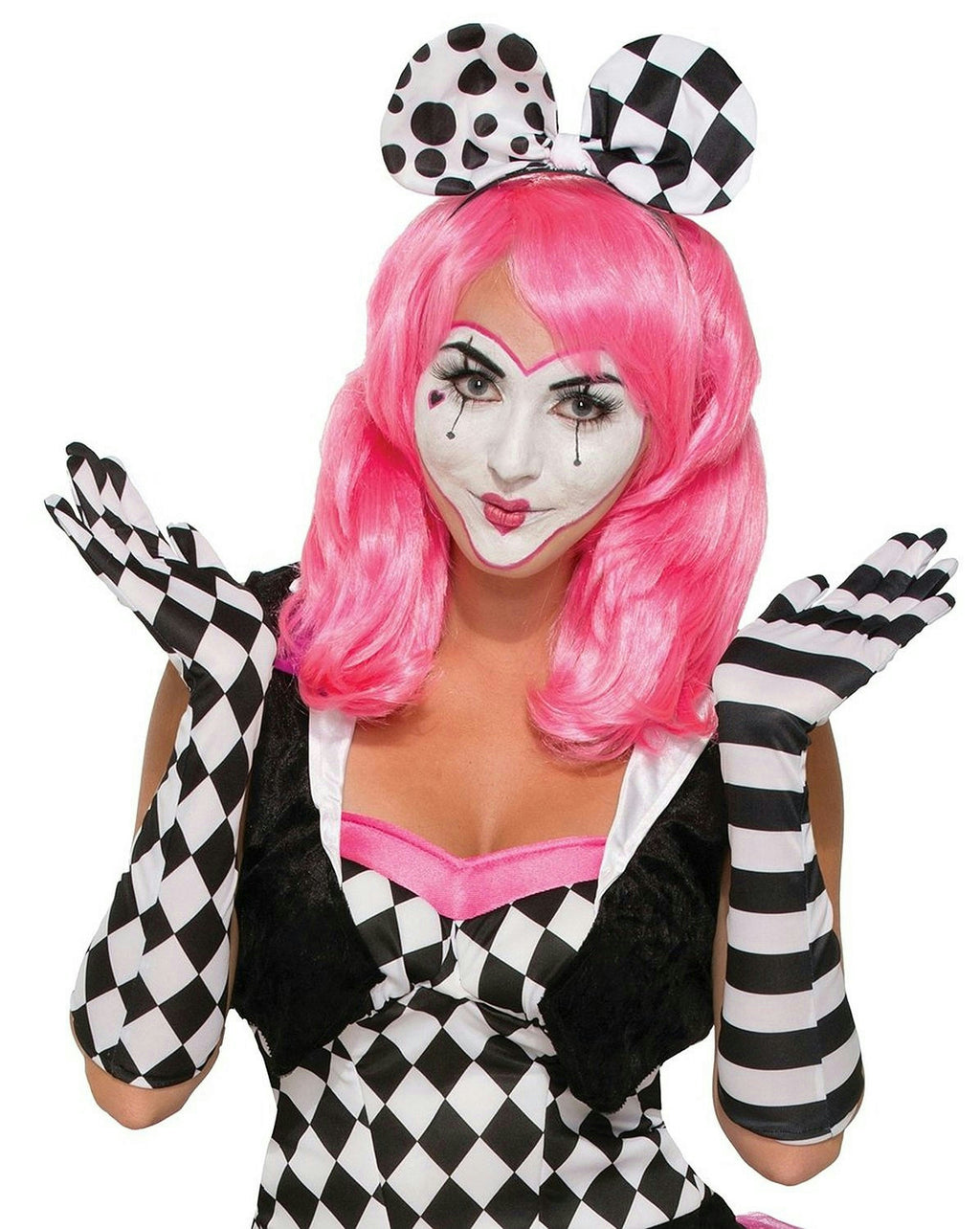 Forum Harlequin Black and White Mismatched Opera Length Gloves