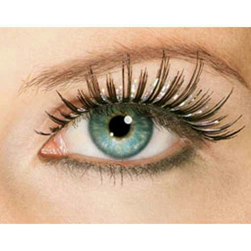 Women's Sexy Long Black and Silver Hologram Sparkle Fake Costume Eyelashes