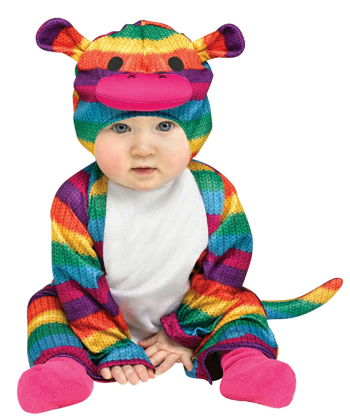 Fun World Rainbow Sock Monkey Infant  12-24 Months Colorful Costume