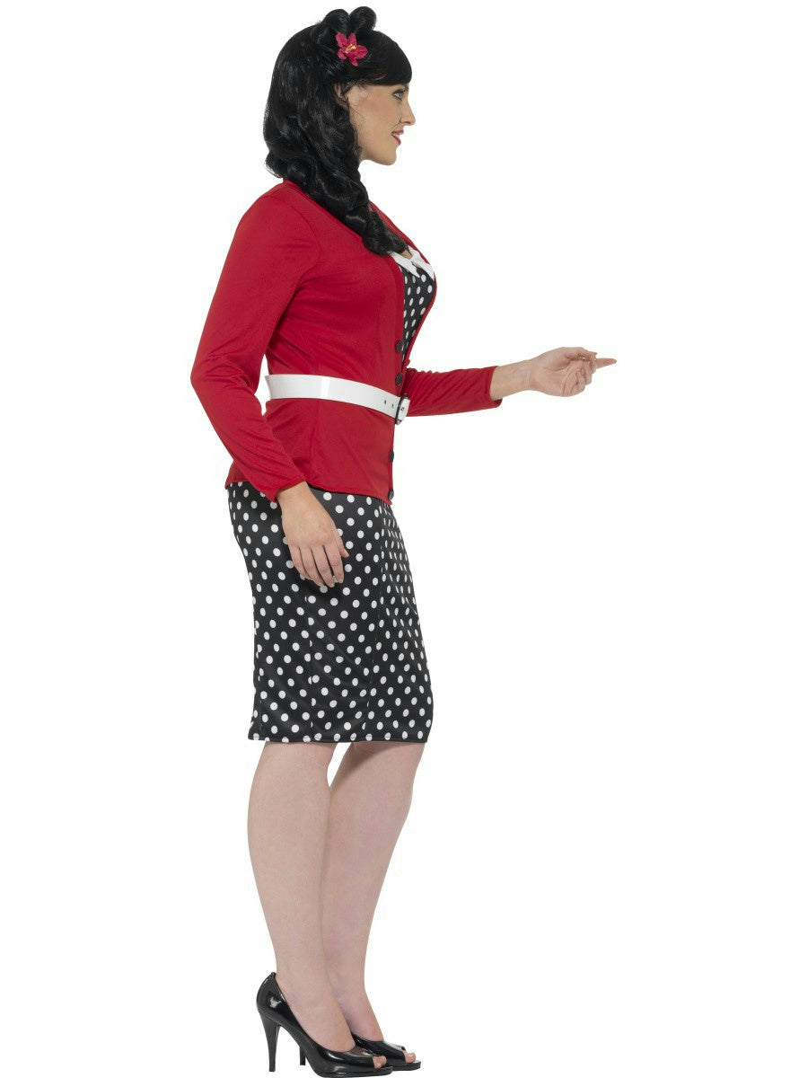 Smiffy's Women's Curves 50's PIn Up Polka Dot Adult Retro Costume Large 14-16