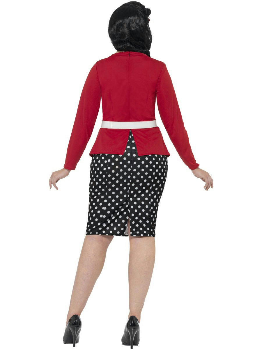 Smiffy's Women's Curves 50's PIn Up Polka Dot Adult Retro Costume Large 14-16