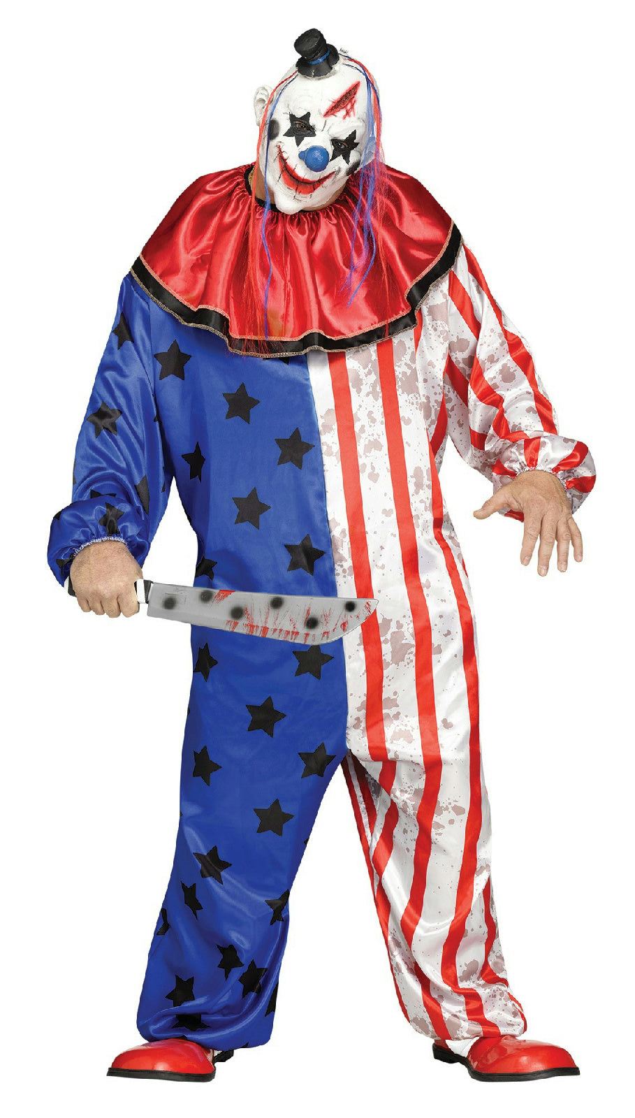 Fun World Men's Plus Size Evil Clown Costume Jumpsuit and Mask up to 300 lbs.