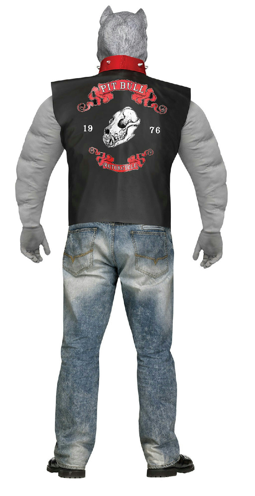 Fun World Men's Pit Bull Biker Dog Plus Size Costume & Mask up to 300 lbs