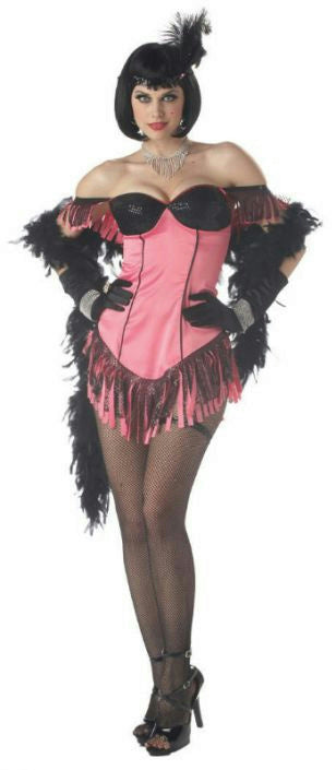 Womens Pink Black Cabaret Artist Burlesque Showgirl Sexy Adult Costume Medium