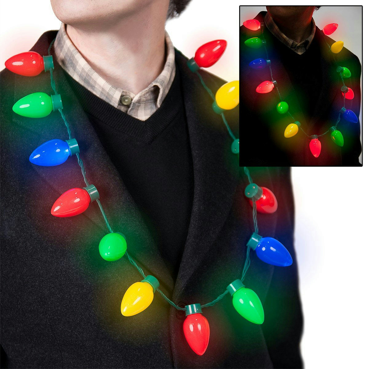Large Christmas Light Bulb Necklace Light Up