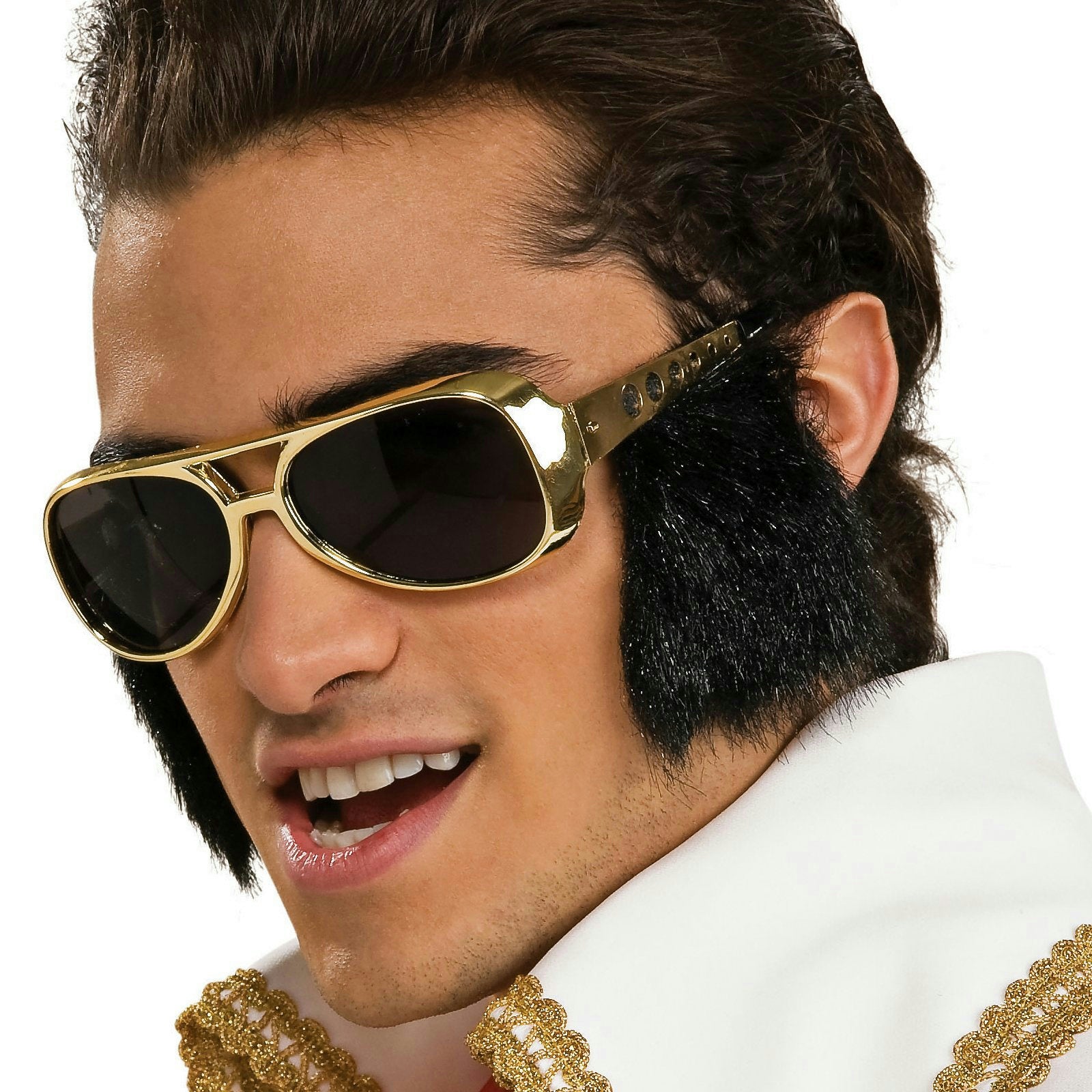 Gold Elvis Presley Novelty Eyewear Glasses with Attached Sideburns 9139