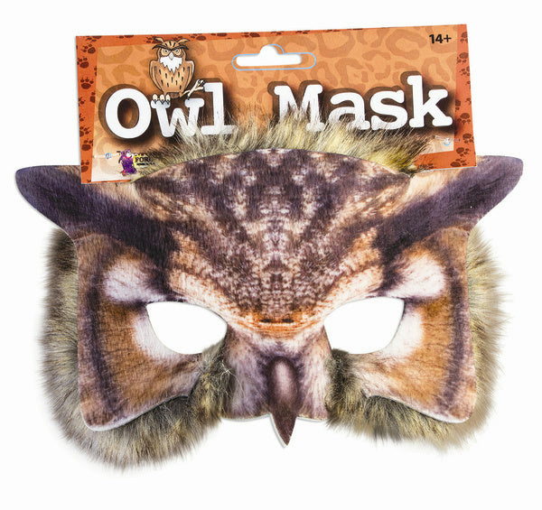 Owl Mask 3D Screen Print Realistic Look Soft Face Mask Fun Fur Adult Or Child