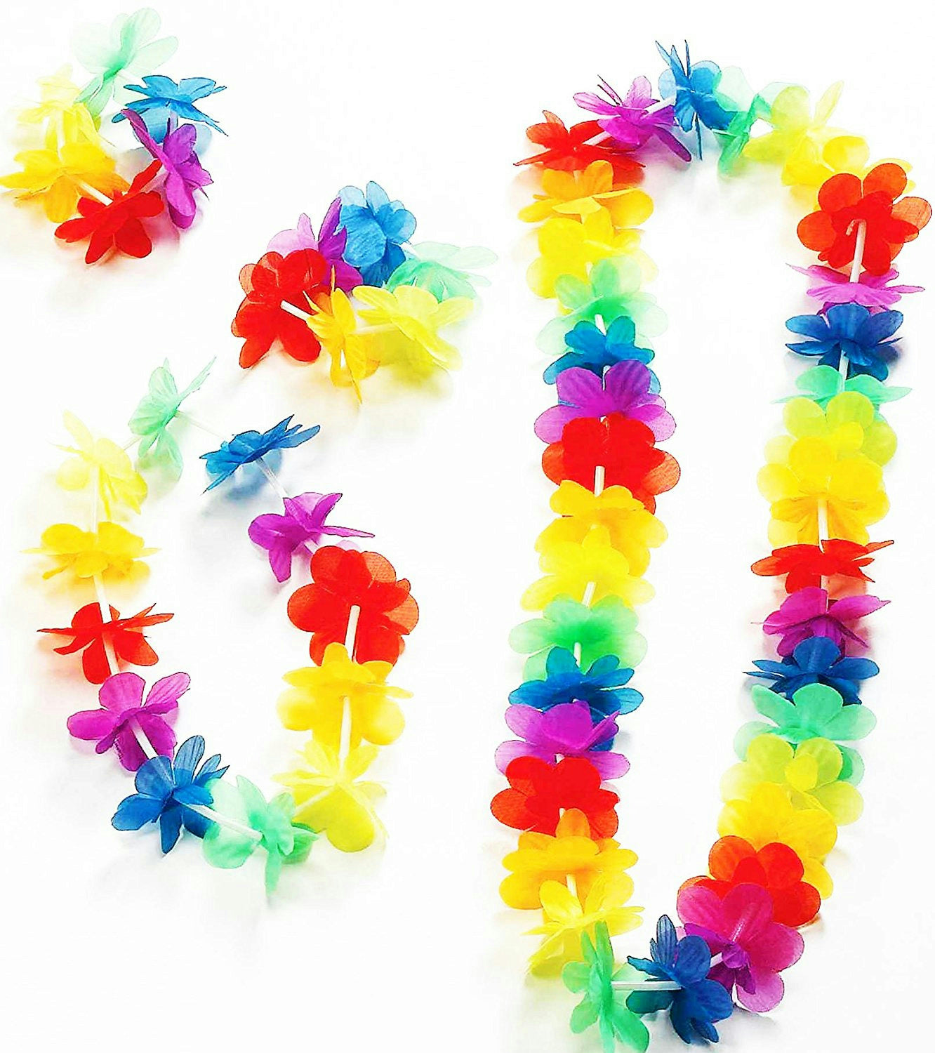 Forum Novelties Hawaiian Lei Silk Flower Wristlets Set 4-Piece Summer Luau