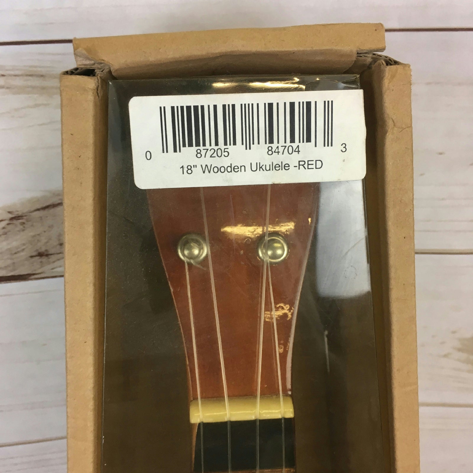 18" Wooden Ukulele Red Floral Hawaiian Print Tropical Party Accessory