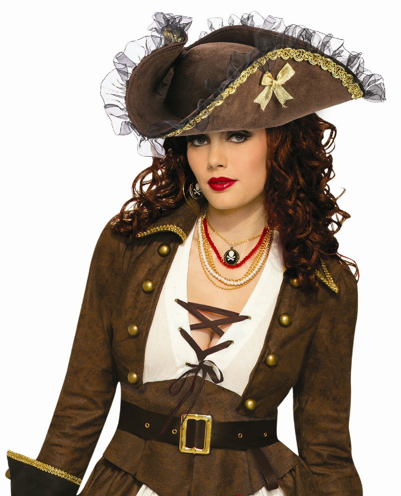 Forum Novelties Womens Brown Tricorner Tricorn Pirate Hat Costume Accessory
