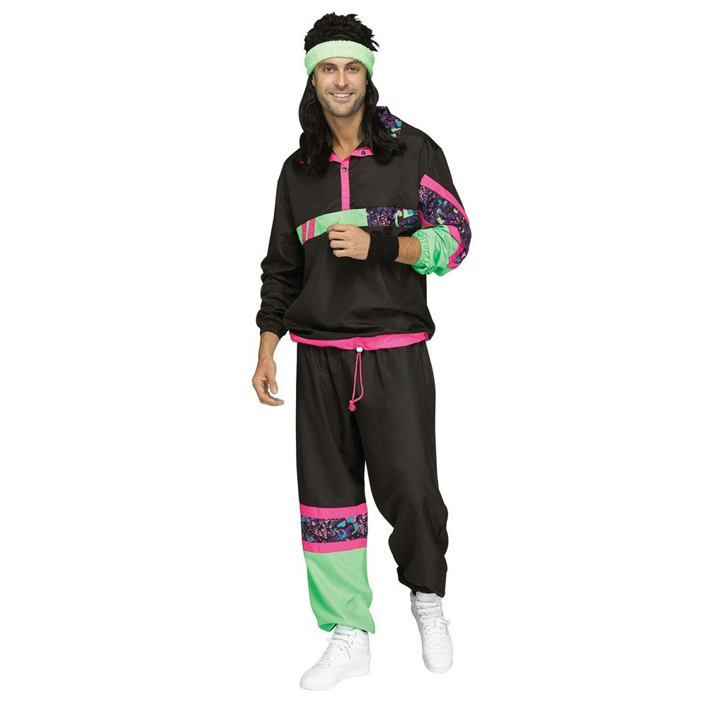 Fun World Male 80's Retro Sweat Track Suit Adult Mens Costume Standard Size