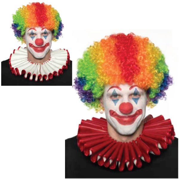 Reversible Clown Collar - Red/White Costume Accessory