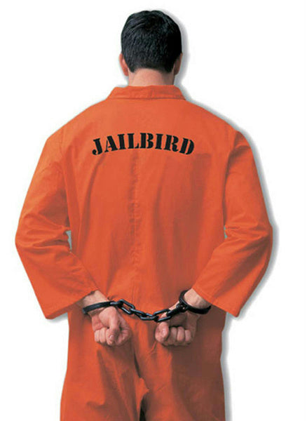 Jailbird Inmate Prisoner Orange Jumpsuit Adult Costume