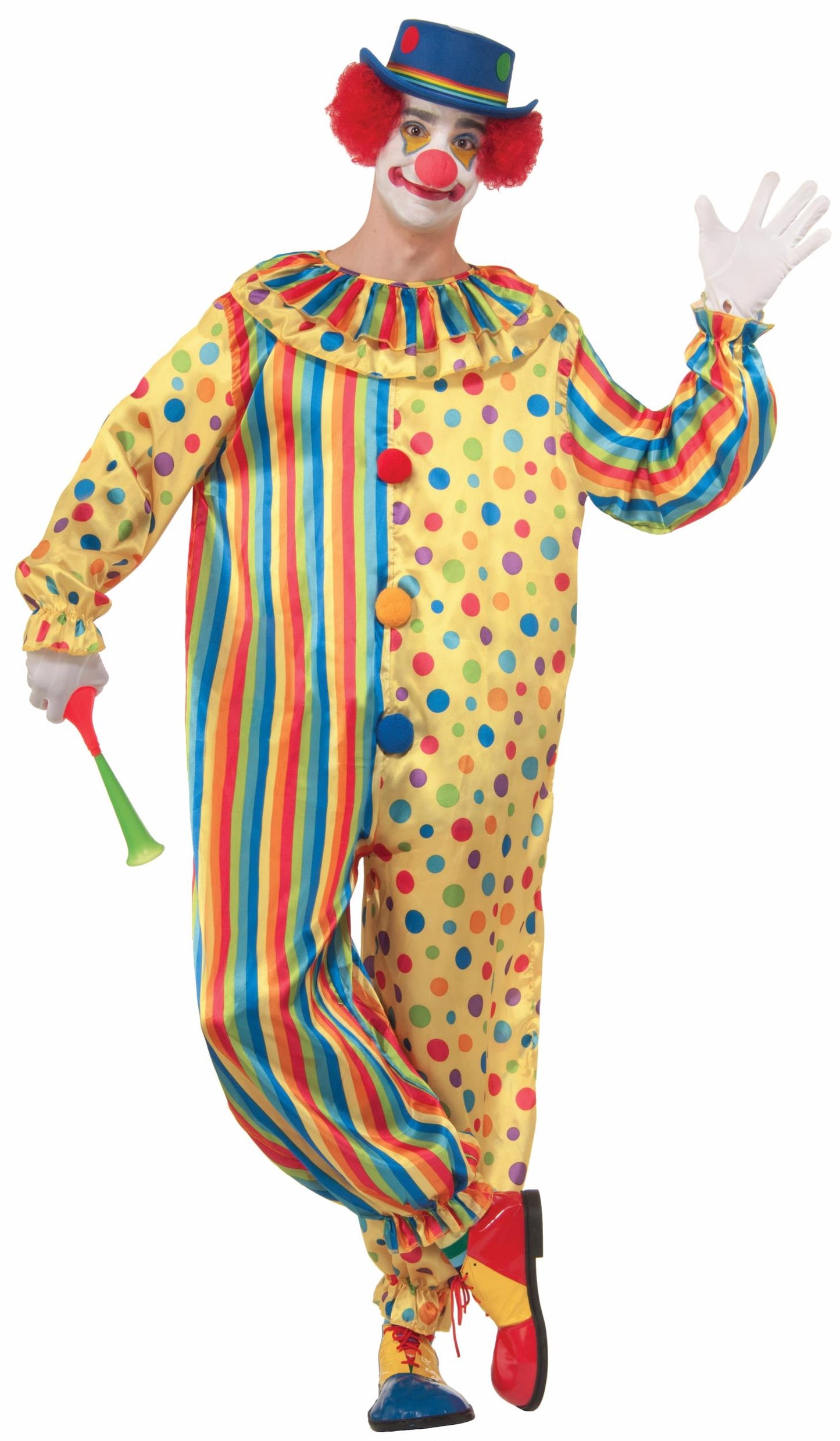 Spots the Clown Adult Polka Dot Striped Jumpsuit Standard Size
