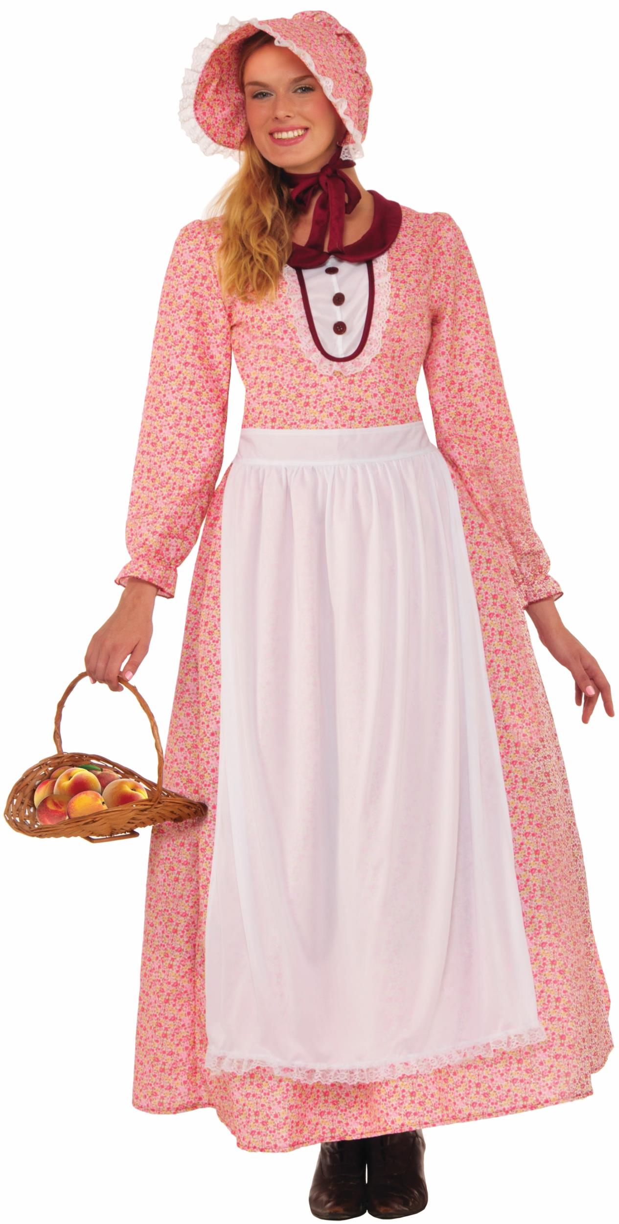 Pioneer Woman Dress and Bonnet Adult Costume