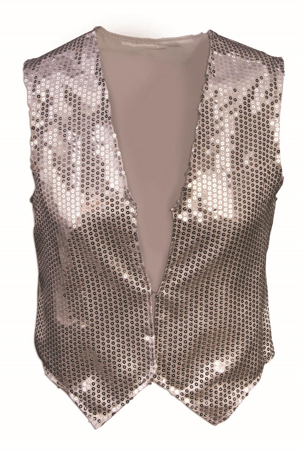 Silver Sequin Vest Adult Dazzle Dapper Accessory 1980s Up to Size 42