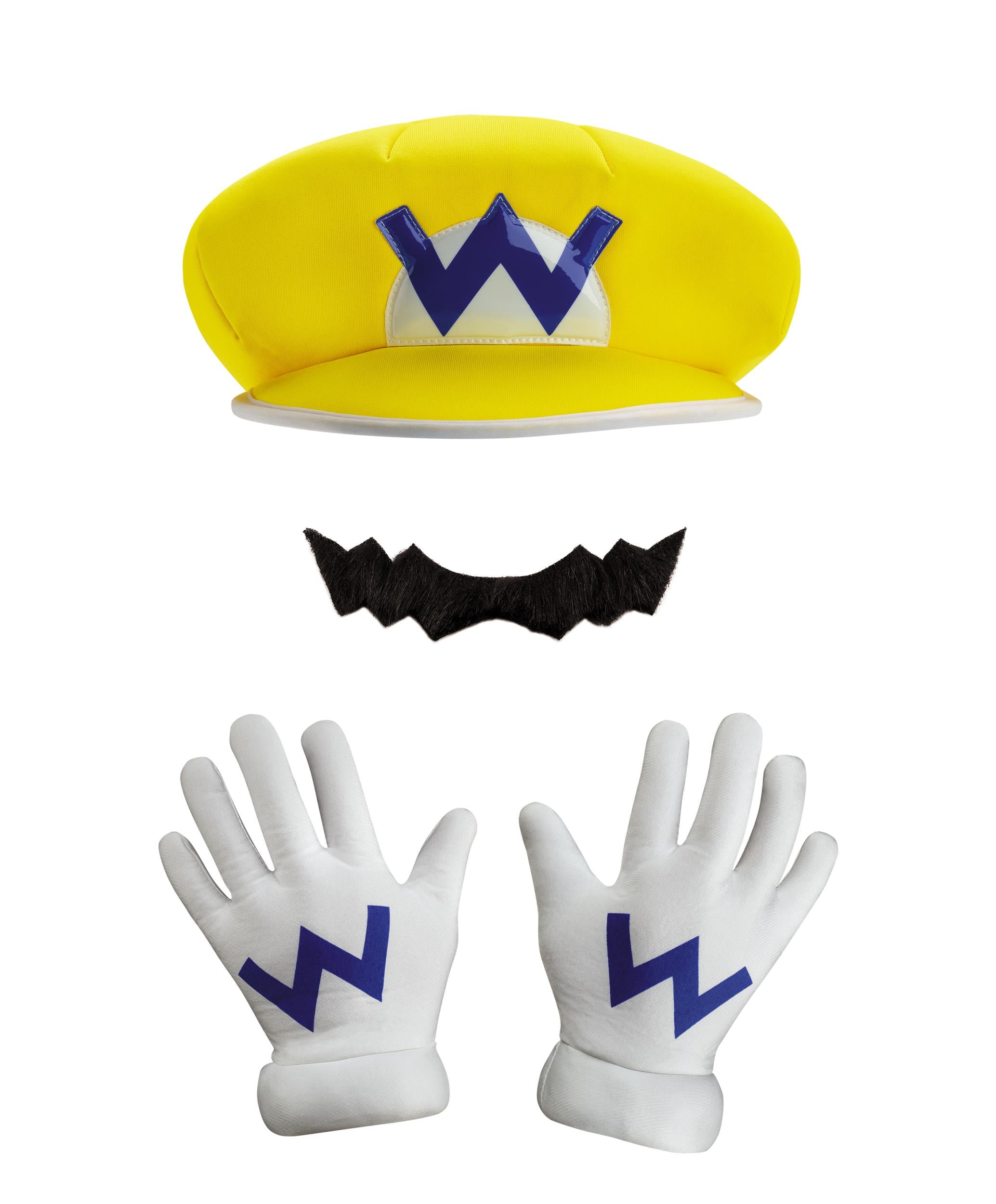Disguise Super Mario Bros. Wario Adult Costume Kit One Size Gloves Hat Mustache