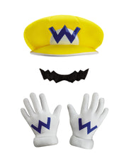 Load image into Gallery viewer, Disguise Super Mario Bros. Wario Adult Costume Kit One Size Gloves Hat Mustache
