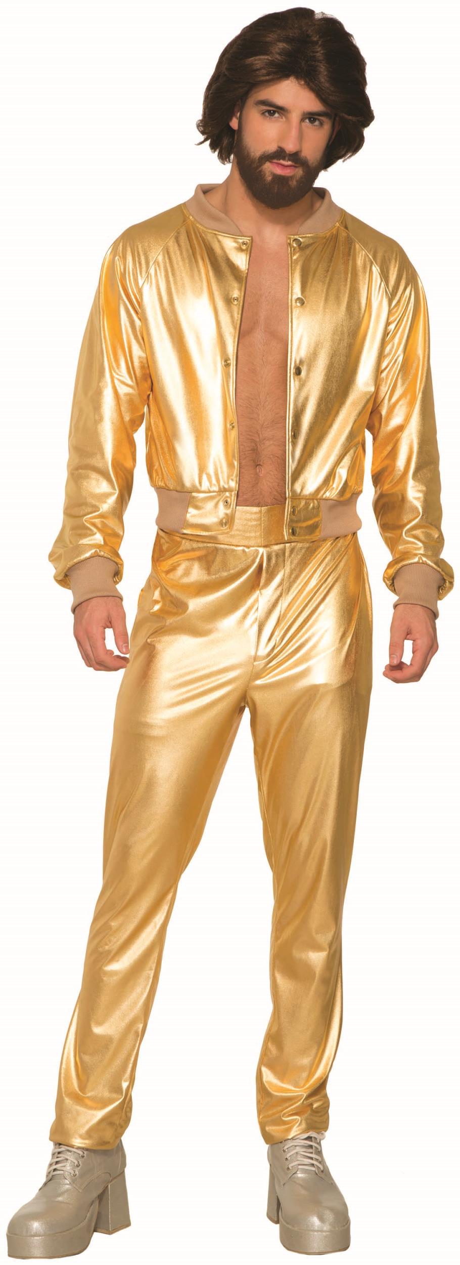 Disco Singer Gold Jogging Suit Adult Mens Costume