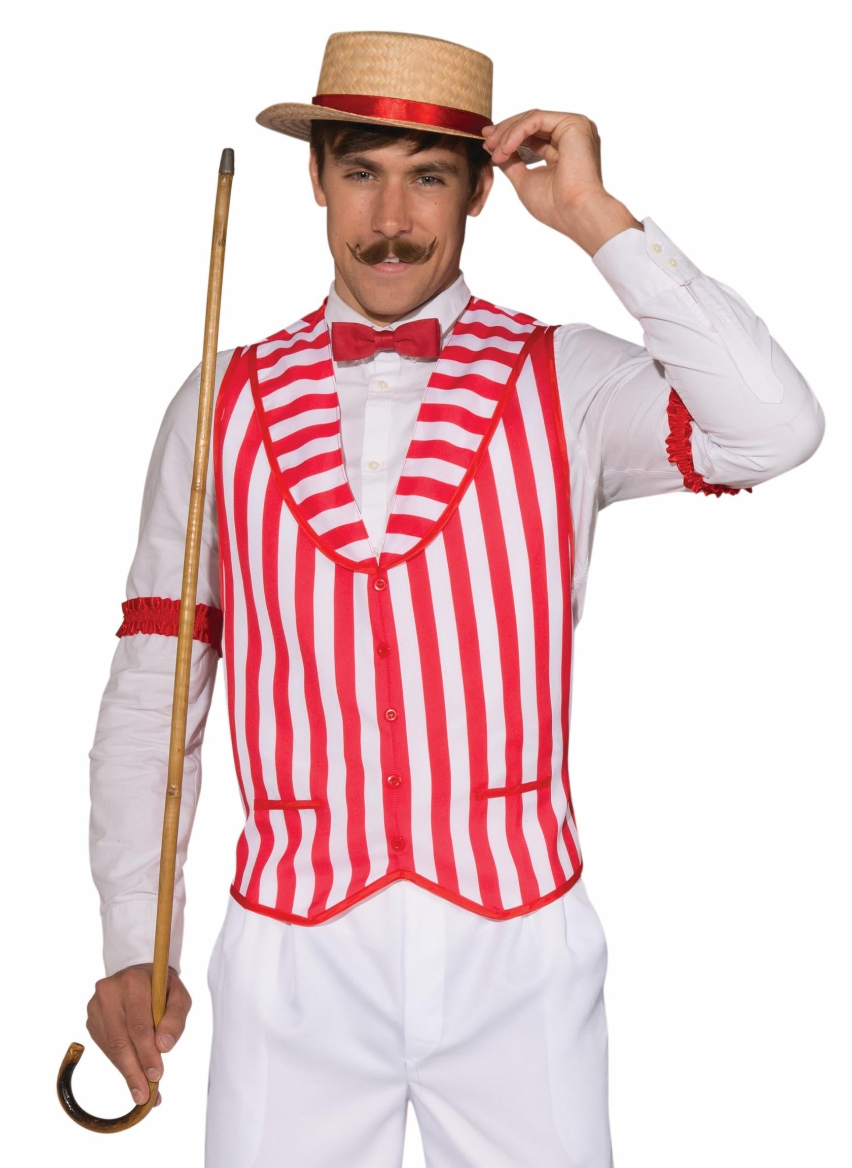 Barber Shop Quartet Red and White Striped Costume Vest Standard Size