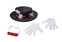Load image into Gallery viewer, Mary Poppins Disney Adult Accessory Costume Kit Hat, Gloves and Bow Tie
