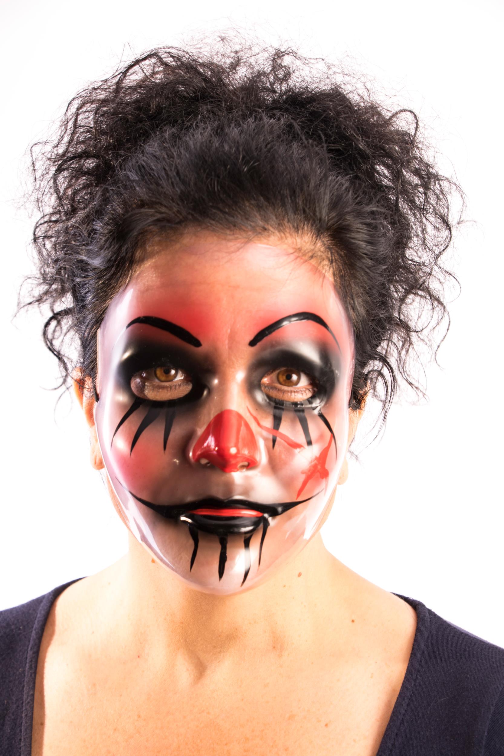 Creepy Transparent Harley Evil Clown Plastic Mask