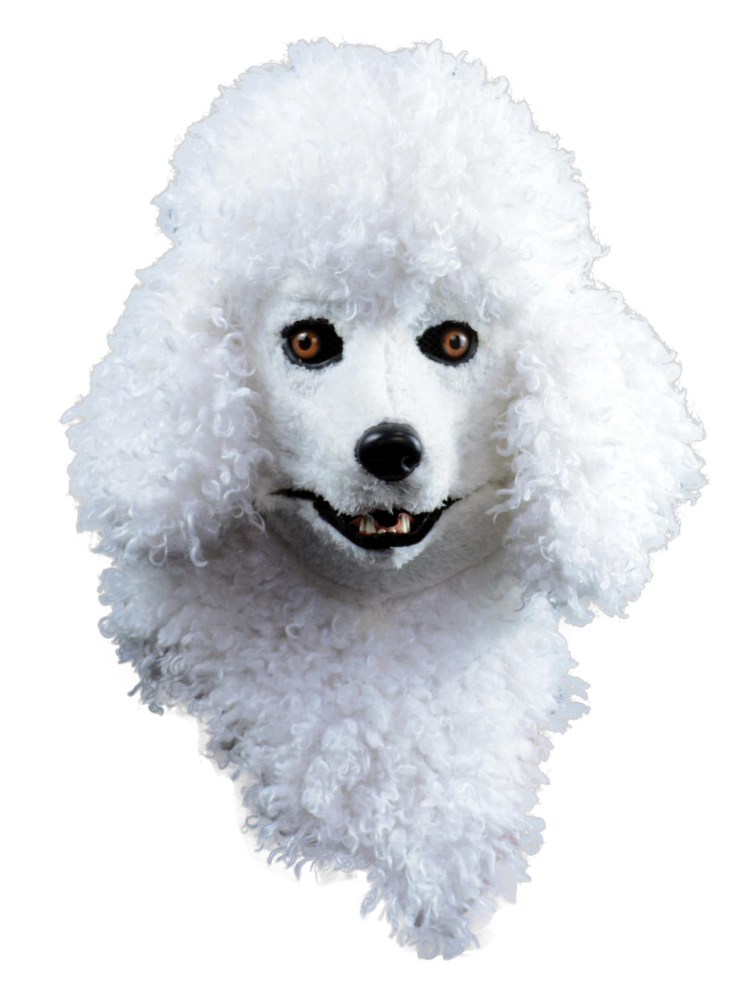 Creepy Poodle Dog White Moving Mouth Adult Costume Mask