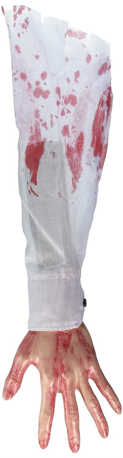 Bloody Hand and Arm with White Shirt Hang out of Trunk Halloween Gag Prop