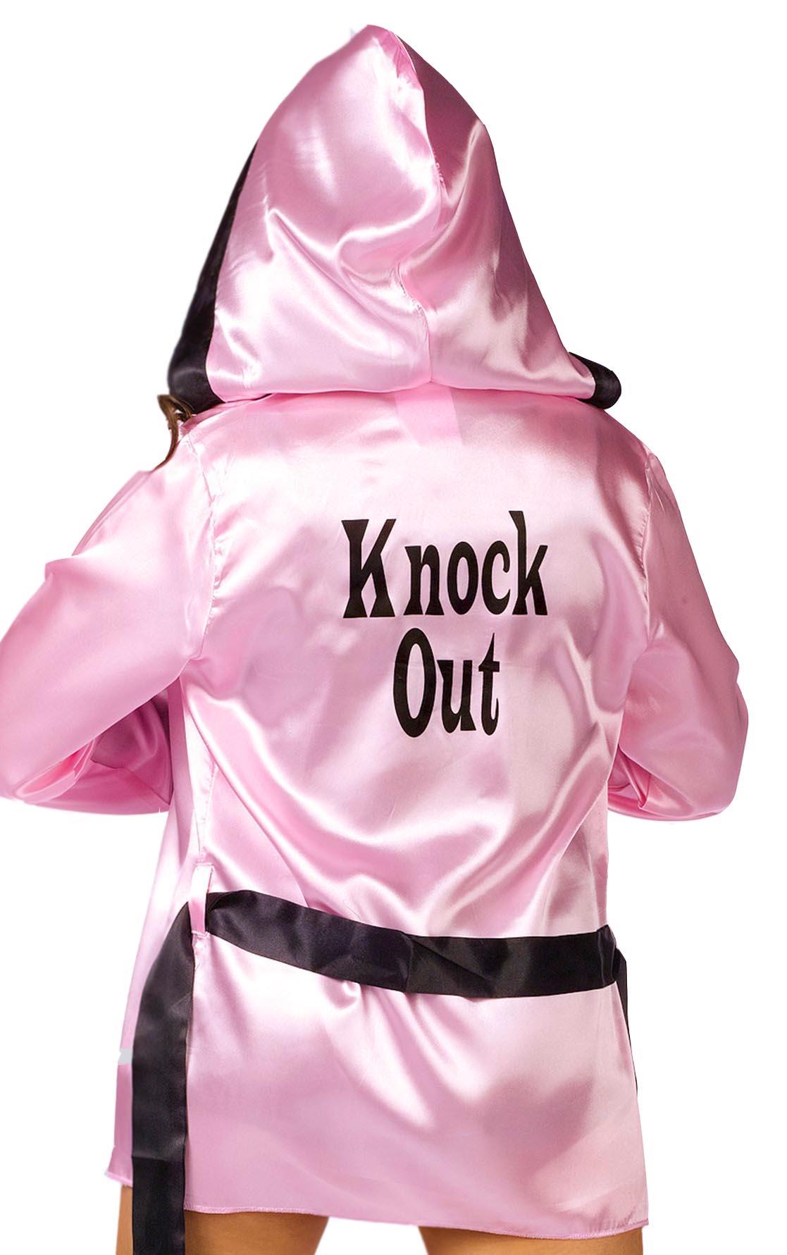 Knockout! Pink Boxer Robe & Boxing Gloves Adult Costume Set S/M 2-8
