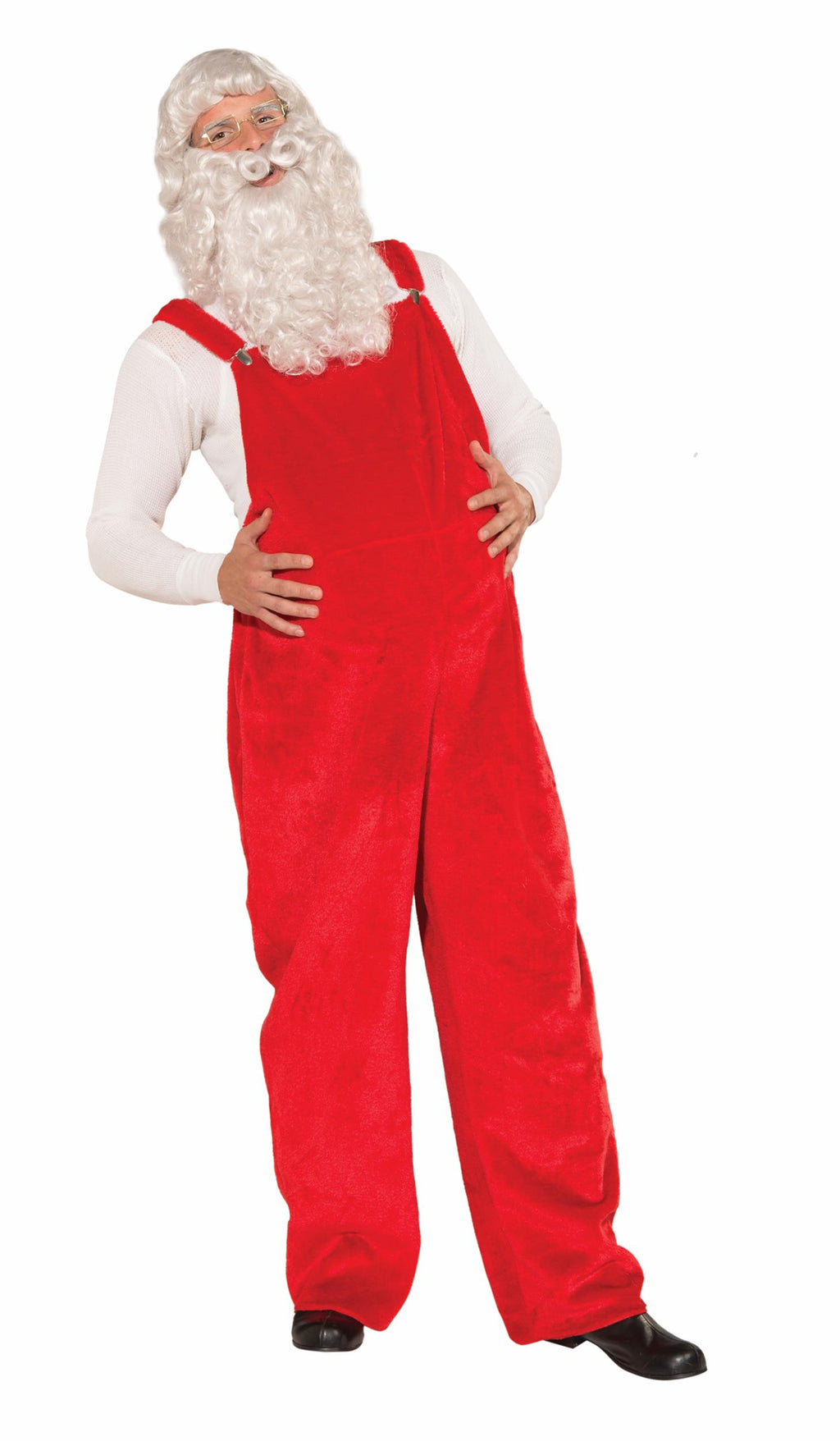 Red Santa Claus Overalls Old Time Kris Kringle Costume Accessory