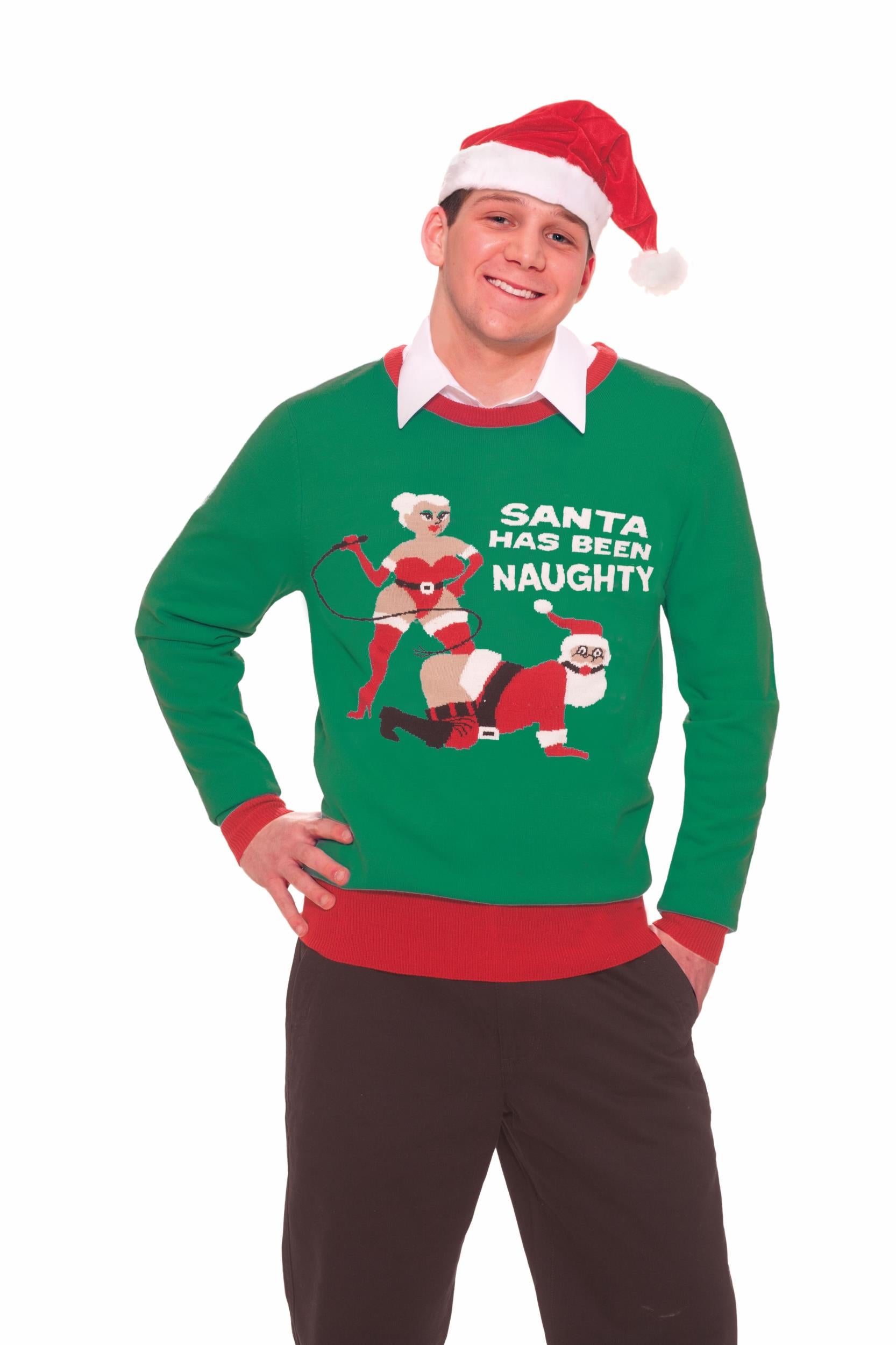 Ugly Christmas Sweater Funny Naughty Santa Unisex Holiday Size X-Large
