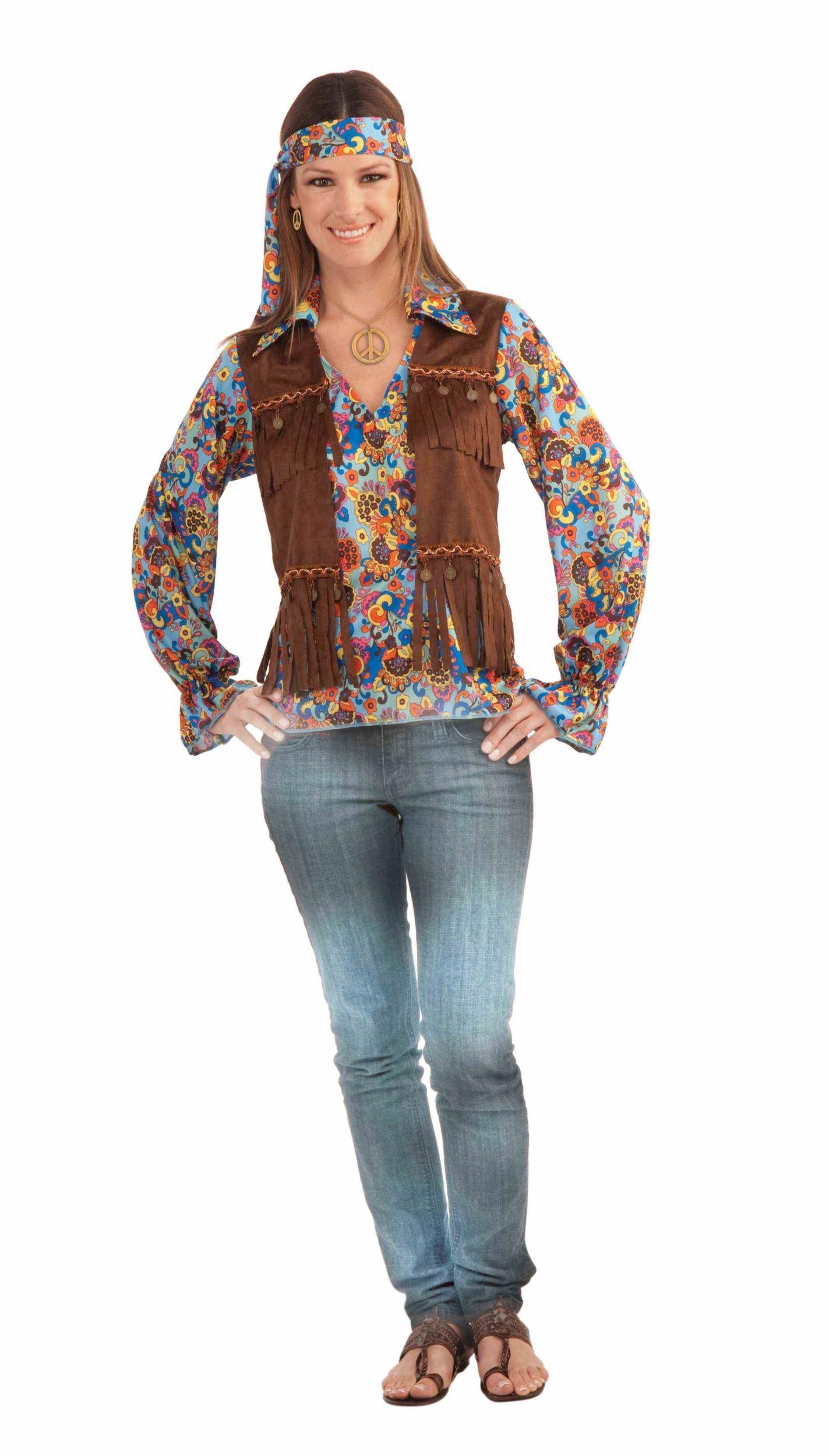 Female Hippie Groovy Shirt, Vest, Headband Set