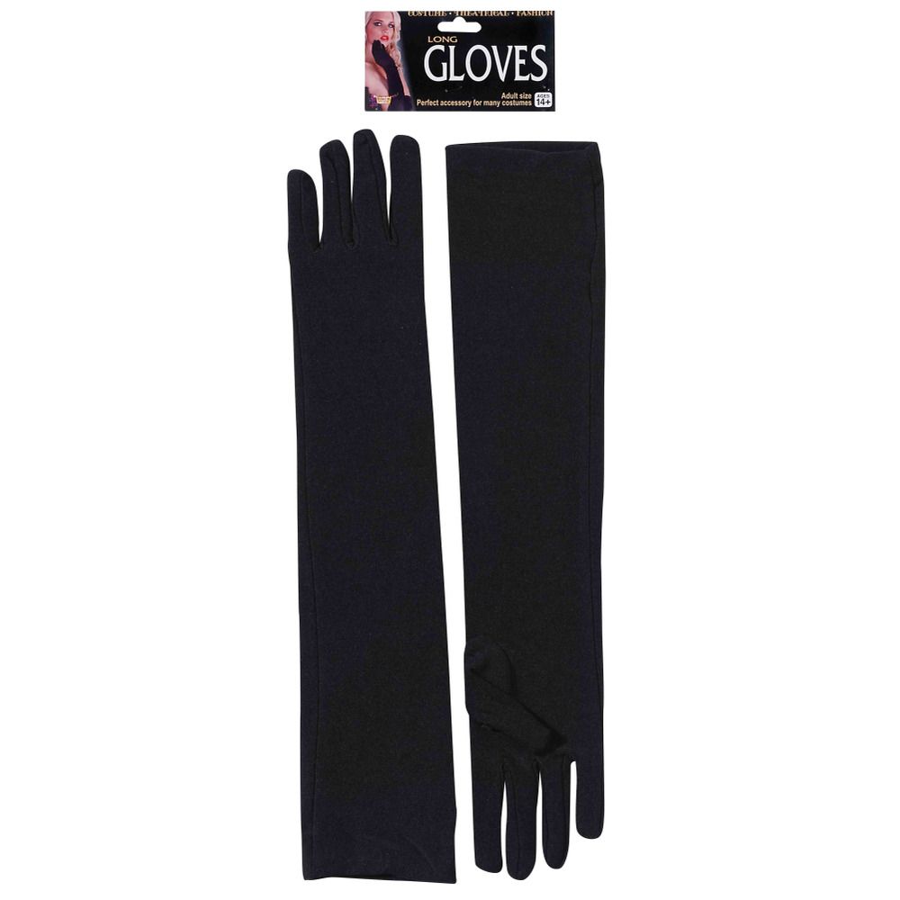 Long Nylon Elbow Theatrical Formal Black Gloves Adult Costume Accessory