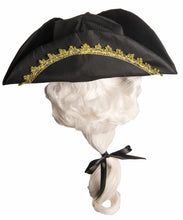 Load image into Gallery viewer, Child Tricorn Colonial Costume Hat with Attached White Wig
