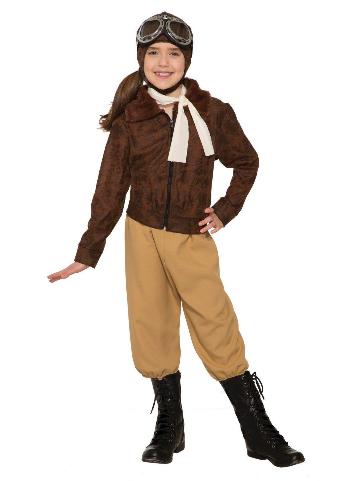 Forum Novelties Girls Amelia Earheart Historical Costume Medium 8-10