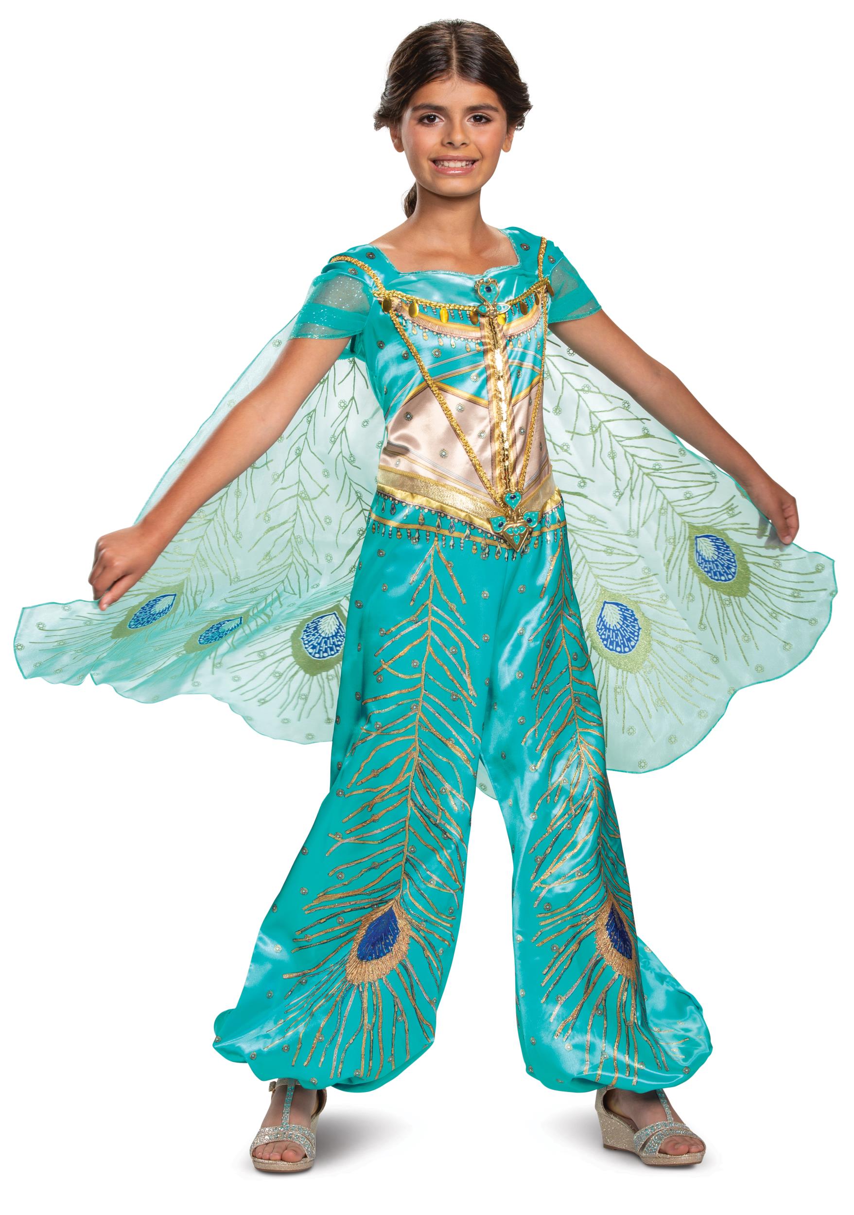 Jasmine Teal Aladdin Live Action Deluxe Child Girl Costume XS 3T-4T