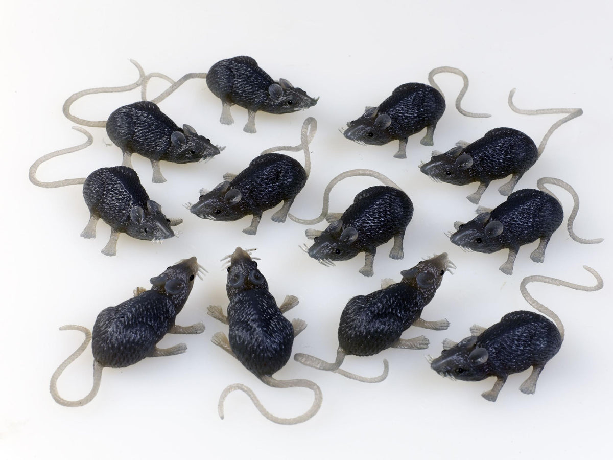FunWorld Creepy Gray Rubber Mouse Prank Rat Lot - Mice Lot of 12 MICE