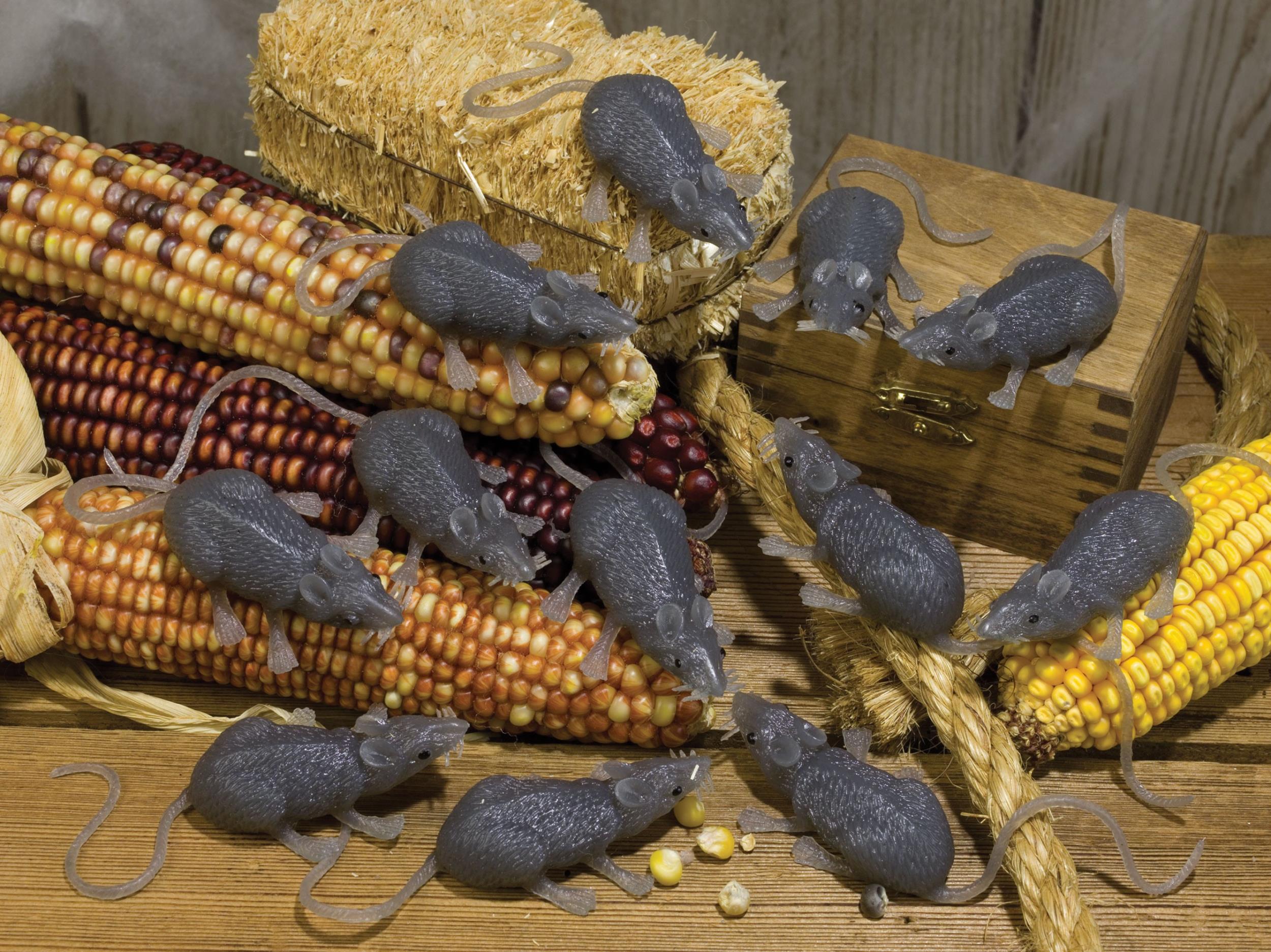 FunWorld Creepy Gray Rubber Mouse Prank Rat Lot - Mice Lot of 12 MICE