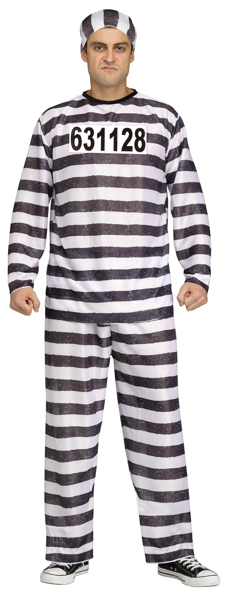 Jailbird Black and White Adult Prisoner Costume